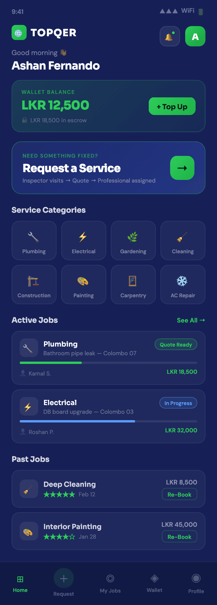 Topqer app home screen